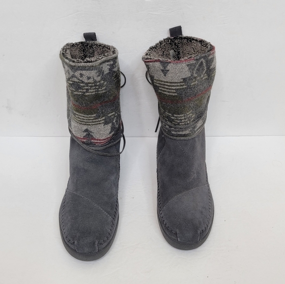 TOMS Nepal Boots Gray leather Size 9.5 - Picture 2 of 10